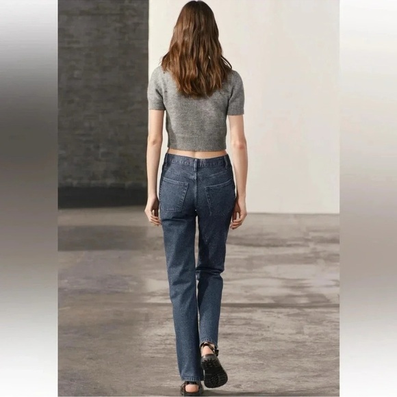 ZARA ZW COLLECTION RHINESTONE HIGH WAIST BOOTCUT BLOGGERS FAVORITE JEANS - Picture 7 of 15